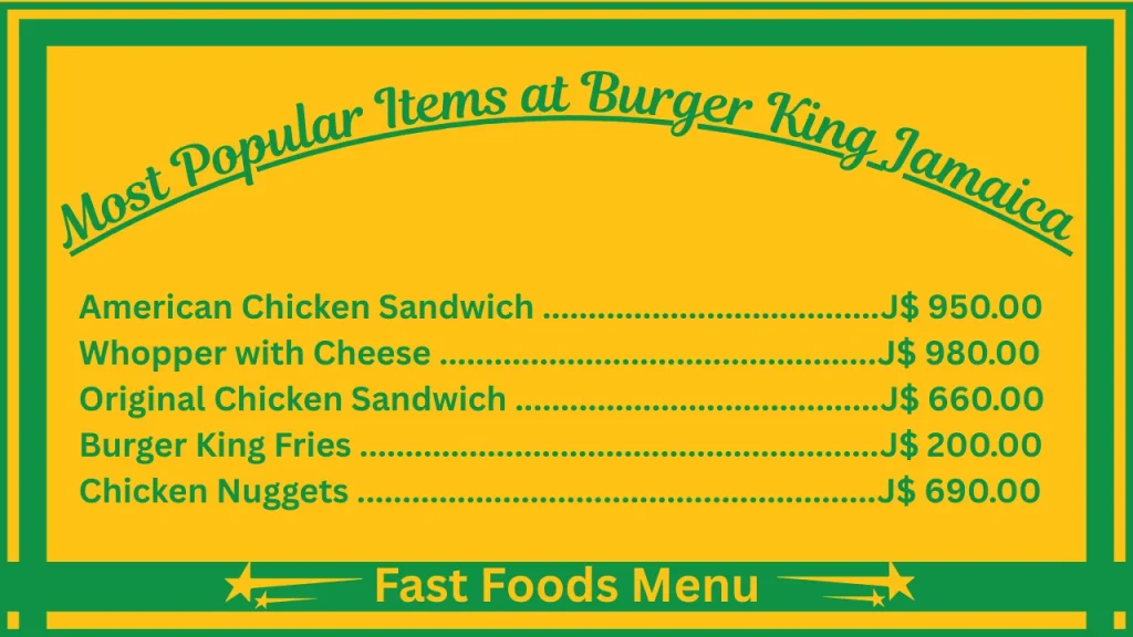 Burger King Menu Prices Jamaica 2 Most Popular Items On the Burger King Menu Jamaica