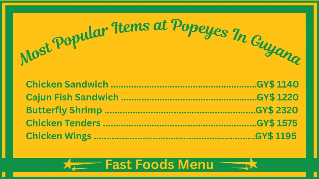 Popeyes Menu Prices In Guyana 2 Most Popular Items On the Popeyes Menu In Guyana