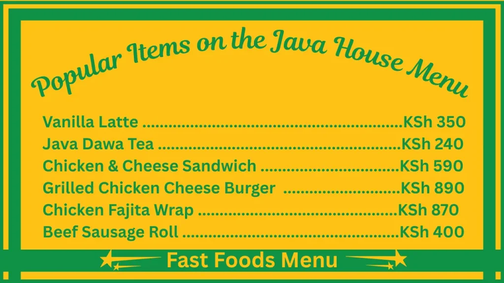Most Popular Items on the Java House Menu