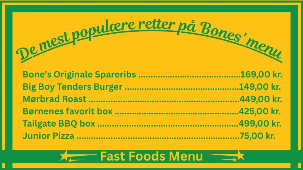 Bone's Priser i Danmark 2 De mest populære retter på Bones' menu