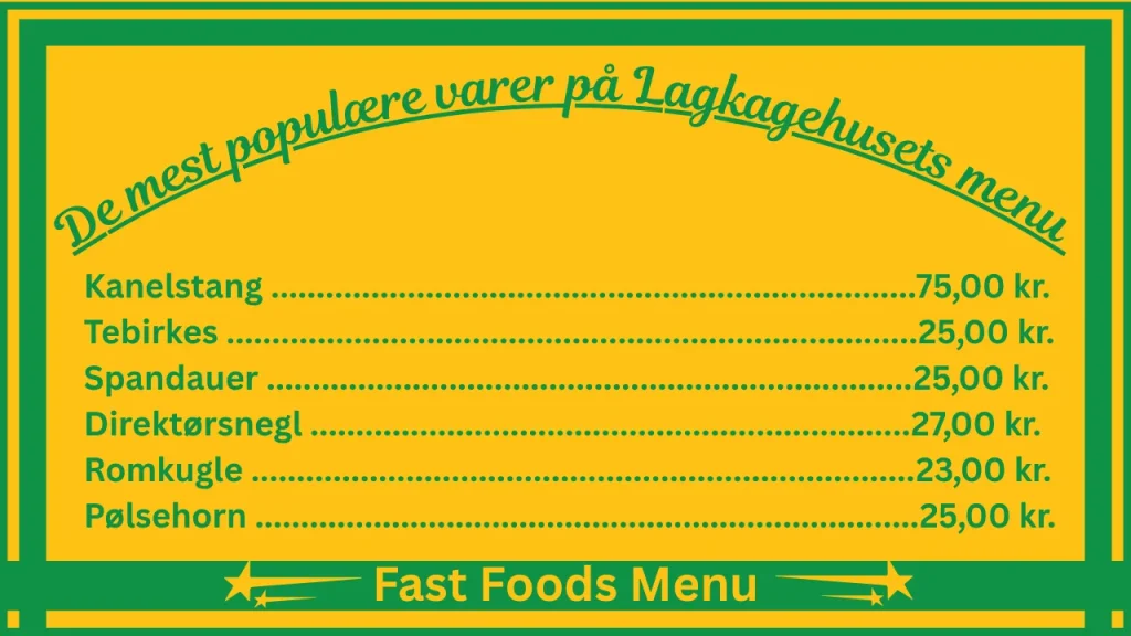 Lagkagehuset Priser i Danmark 2 De mest populære varer på Lagkagehusets menu