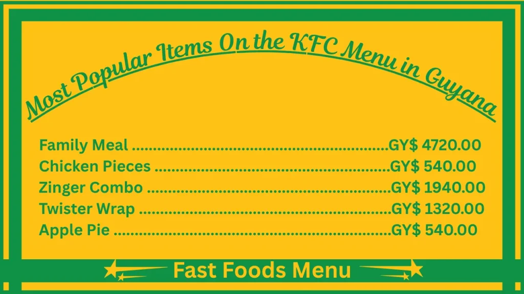 KFC Guyana Menu With Prices 2 Most Popular Items at KFC Menu in Guyana