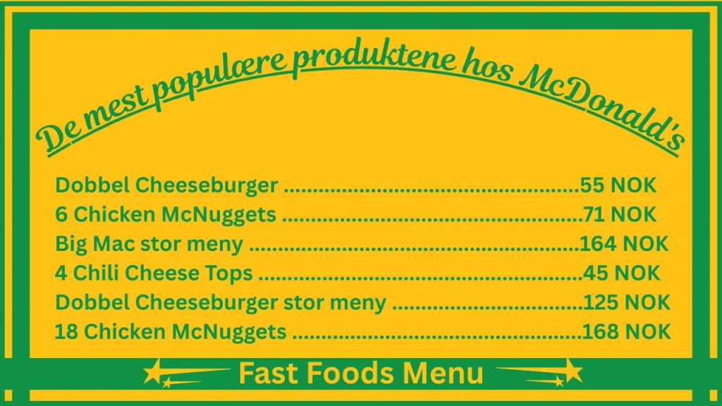 McDonald's menypriser i Norge 2 De mest populære produktene hos McDonald's Norge