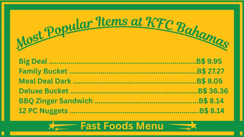 KFC Menu Prices In Bahamas 2 Most Popular Items at KFC Bahamas