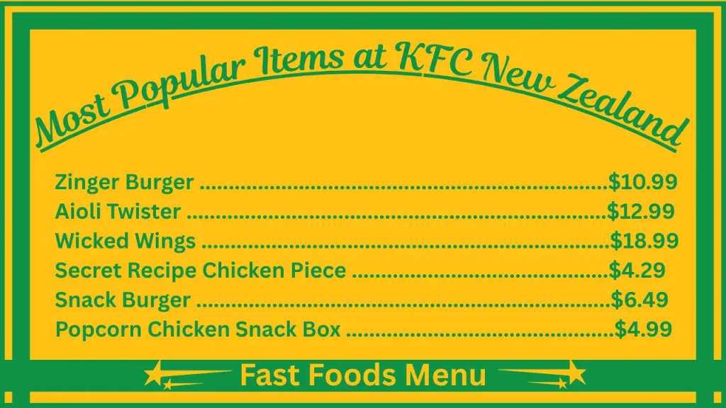 Most Popular Items at KFC New Zealand