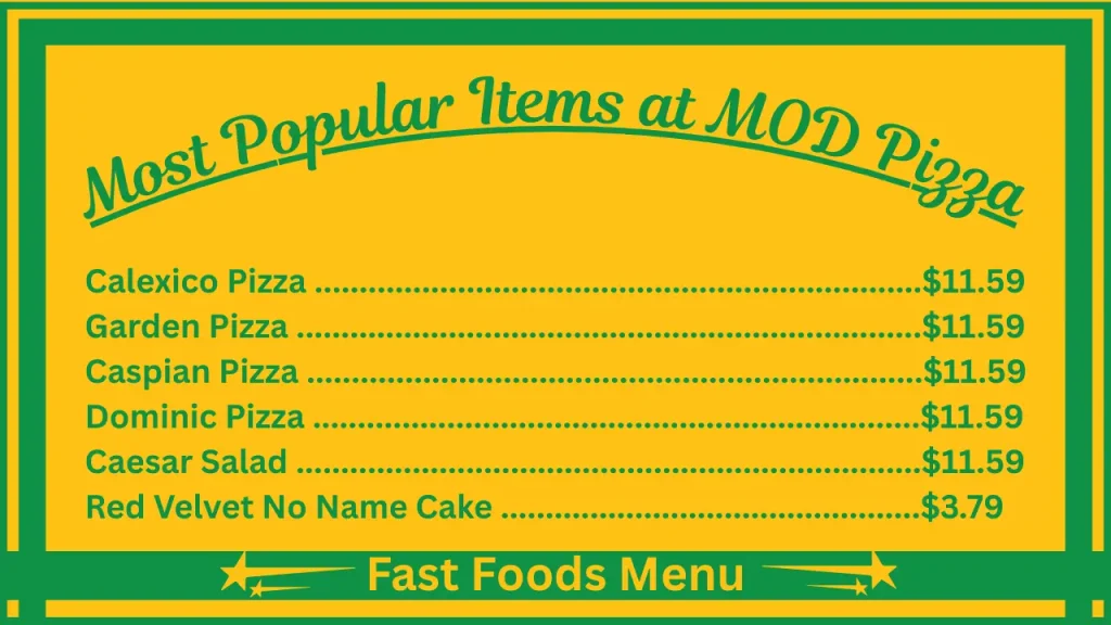 MOD Pizza Menu Prices In USA 2 Most Popular Items at MOD Pizza