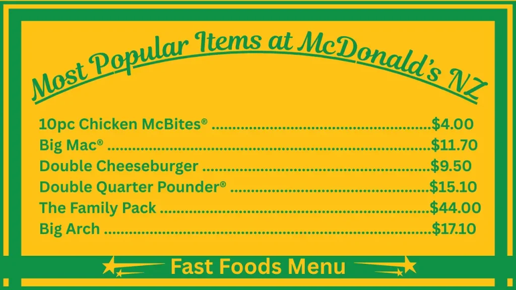 Most Popular Items at McDonald’s NZ