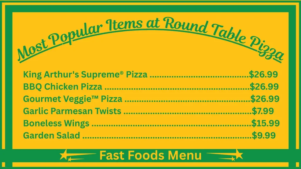 Round Table Pizza Menu Prices 2 Most Popular Items at Round Table Pizza USA