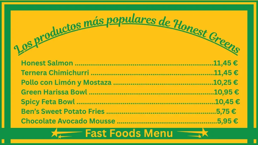 Precios del menú de Honest Greens en España 2 Los platos más populares del menú de Honest Greens España