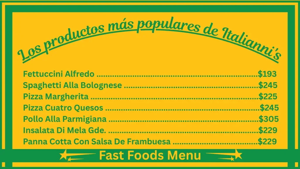 Precios del menú de Italianni's en México 2 Los platos más populares del menú de Italianni's Mexico