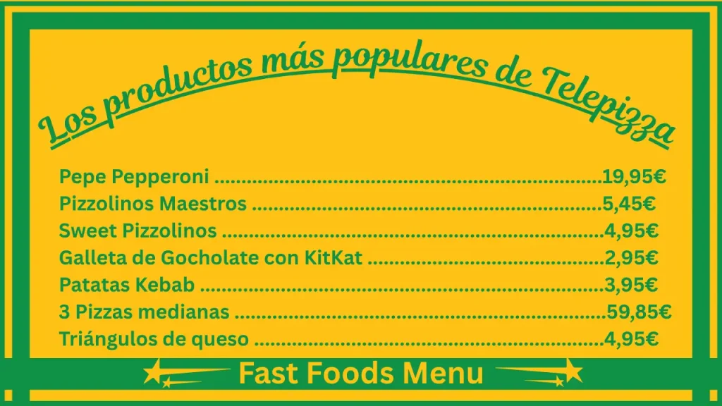 Precios del menú de Telepizza en España 2 Los platos más populares del menú de Telepizza España