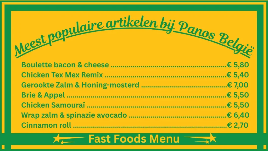 Panos menuprijzen in België 2 De populairste gerechten op het menu van Panos België