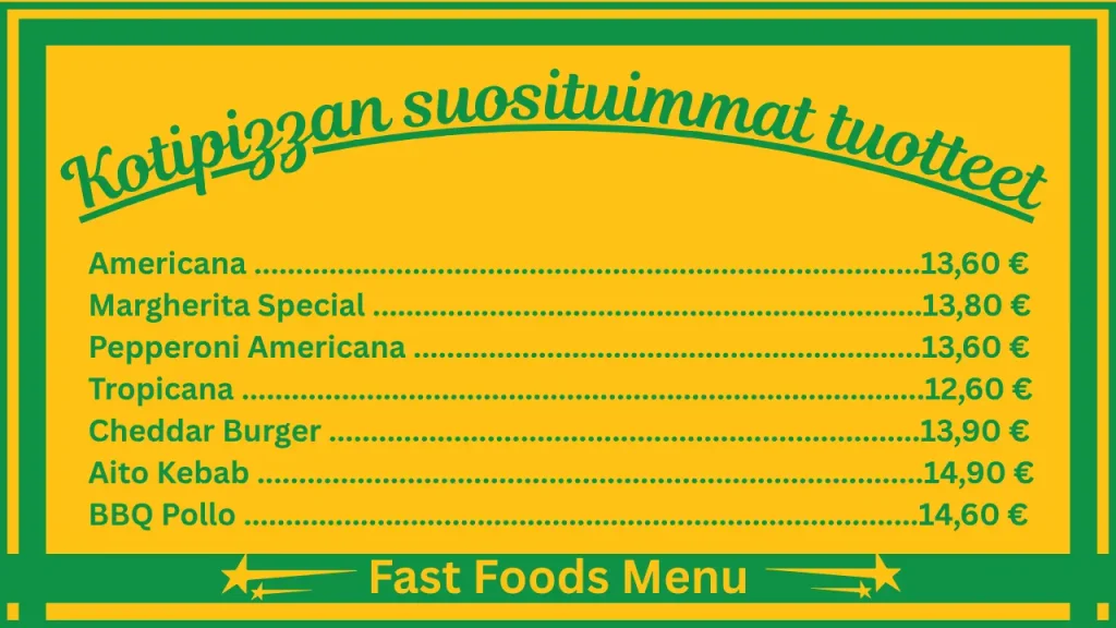 Kotipizza Menu Hinnat Suomessa 2 Kotipizza Finlandin ruokalistan suosituimmat tuotteet