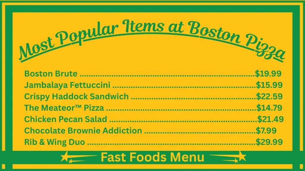 Boston Pizza Menu Prices In Canada 2 Most Popular Items on the Boston Pizza Canada menu