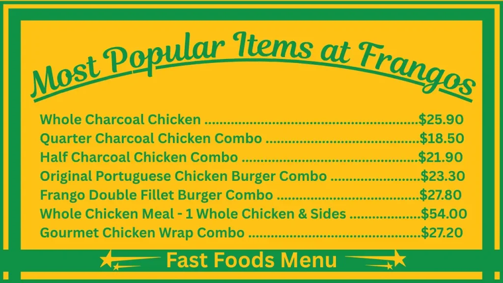 Frangos Menu Prices In Australia 2 Most Popular Items on the Frangos Menu