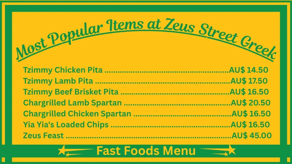 Zeus Street Greek Menu and Prices In Australia 2 Most Popular Items on the Zeus Street Greek Menu