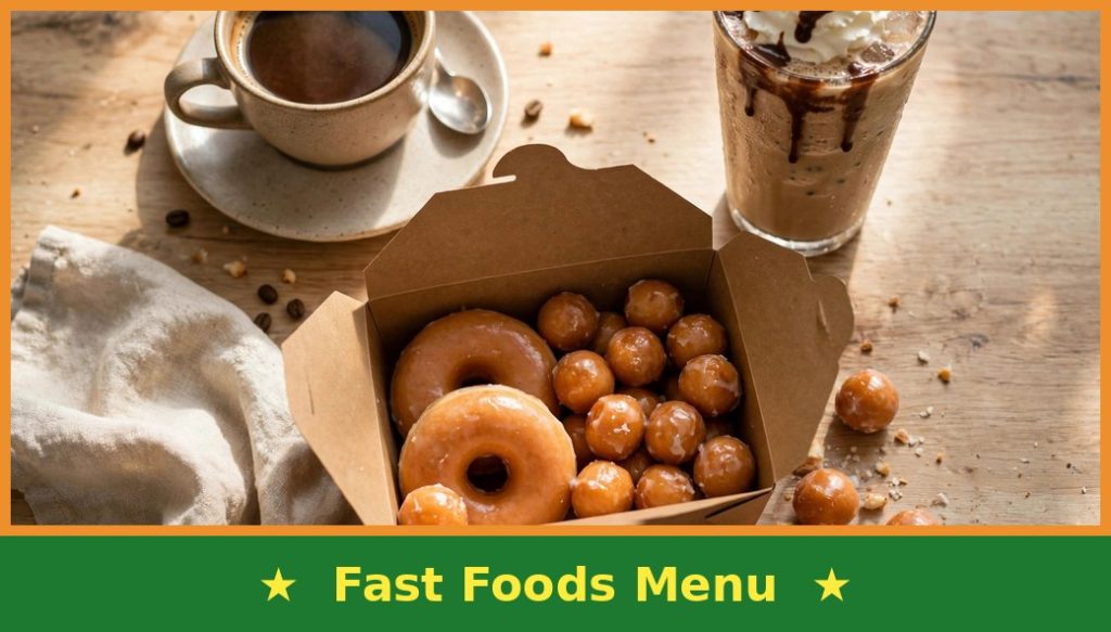 Tim Hortons Menu With Prices in Canada – October 2026 3 Tim Hortons menu prices Canada — Original Blend coffee, Iced Capp, Timbits and donuts on a cafe table