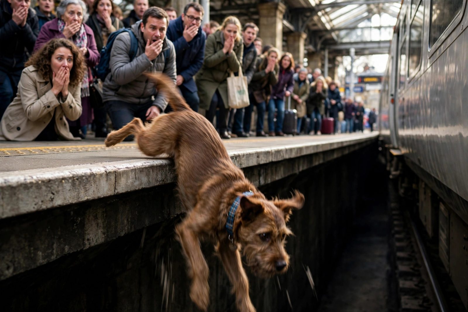 Train Platform Rescue: Incredible Save by 2 Railway Workers 2 Dog slipping into the gap during the train platform rescue at Stockport Station